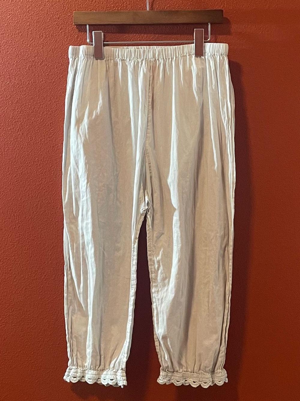 Ewa I Walla Women’s Cotton Voile Bloomer Lagenlook Scallop Trim Harem Pants